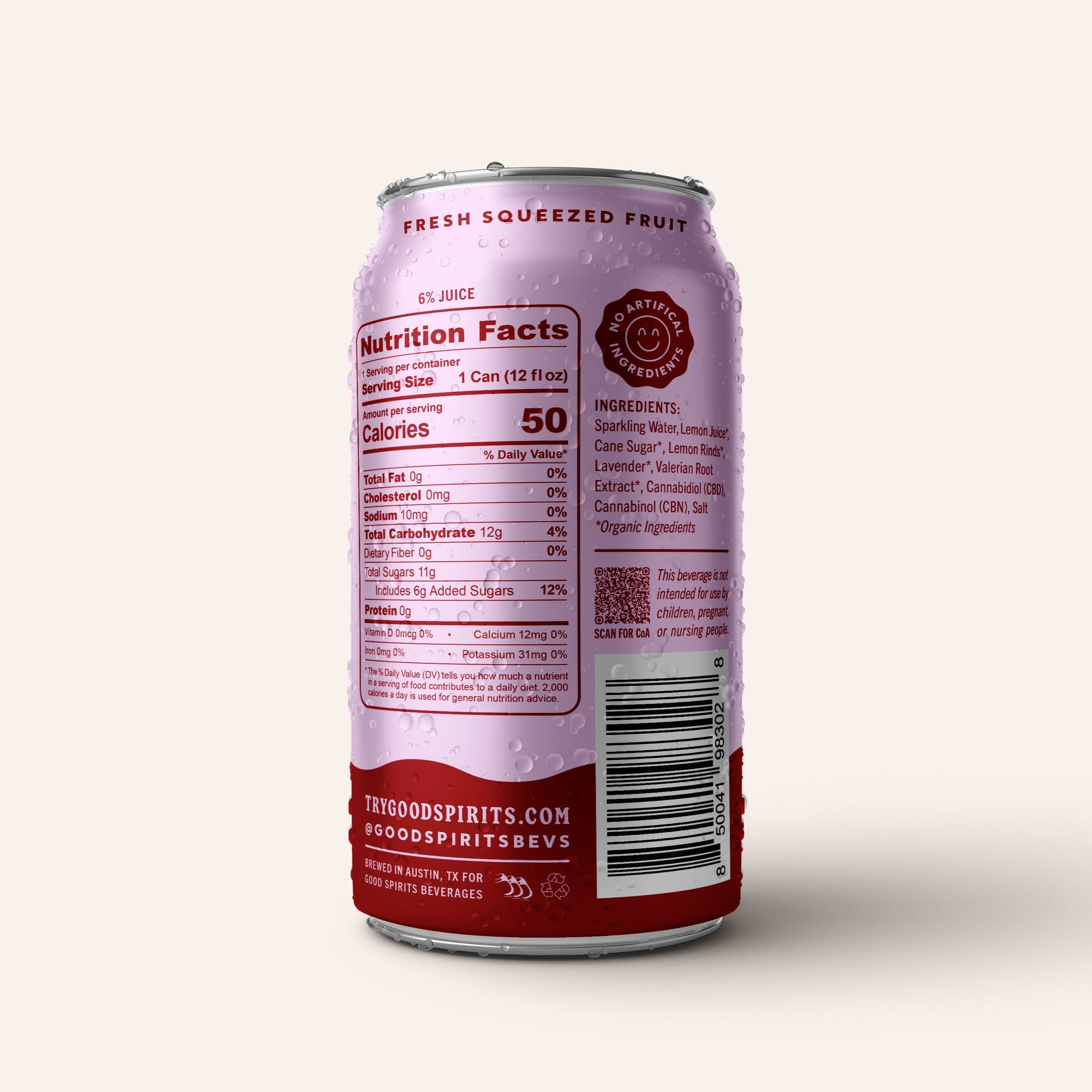 Side of the French Exhale can with nutrition facts